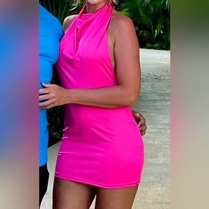 Hot pink halter dress